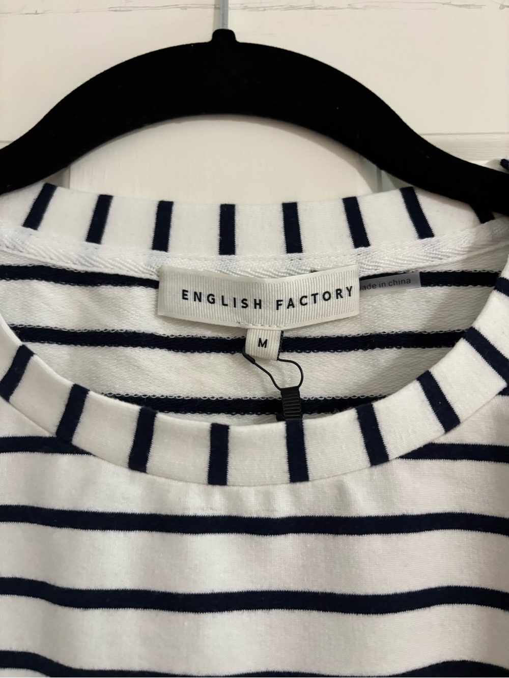 English Factory White and Black Striped Puff-Sleeve Tee - Picture 3 of 9